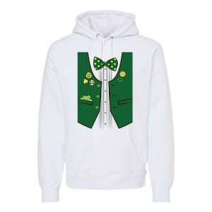 St Patricks Day Lucky Shamrock Vest Costume Premium Hoodie