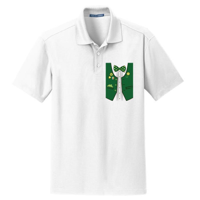 St Patricks Day Lucky Shamrock Vest Costume Dry Zone Grid Polo