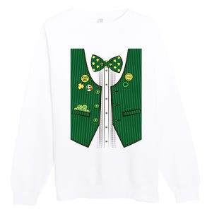 St Patricks Day Lucky Shamrock Vest Costume Premium Crewneck Sweatshirt