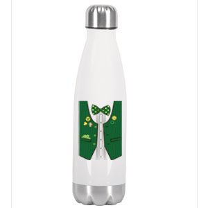 St Patricks Day Lucky Shamrock Vest Costume Stainless Steel Insulated Water Bottle