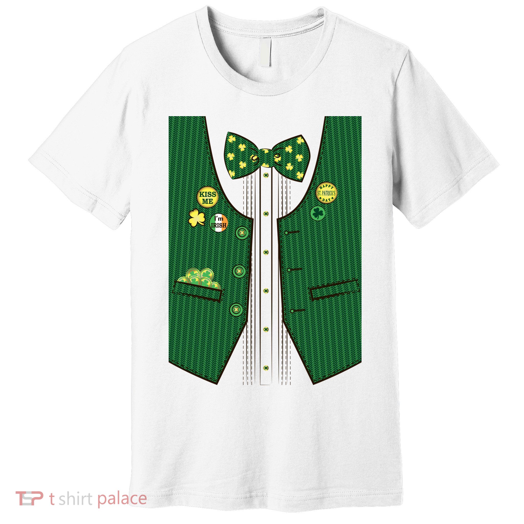 St Patricks Day Lucky Shamrock Vest Costume Premium T-Shirt