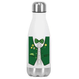 St Patricks Day Lucky Shamrock Vest Costume Stainless Steel Insulated Water Bottle