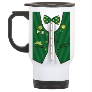 St Patricks Day Lucky Shamrock Vest Costume Stainless Steel Travel Mug