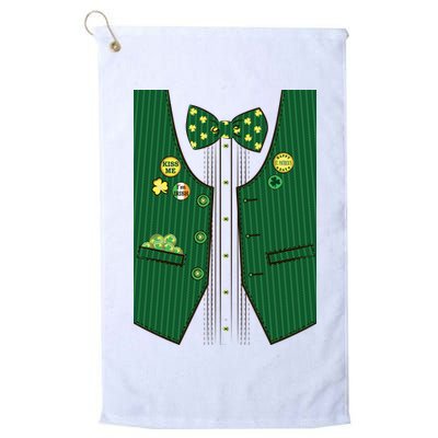 St Patricks Day Lucky Shamrock Vest Costume Golf Towel