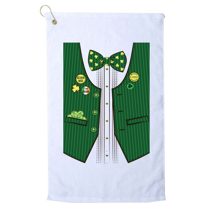 St Patricks Day Lucky Shamrock Vest Costume Golf Towel