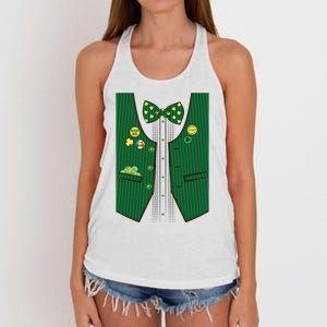 St Patricks Day Lucky Shamrock Vest Costume Women's Knotted Racerback Tank