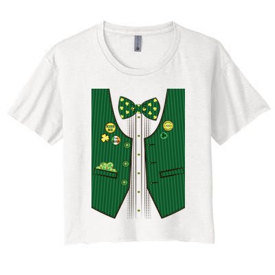 St Patricks Day Lucky Shamrock Vest Costume Crop Top