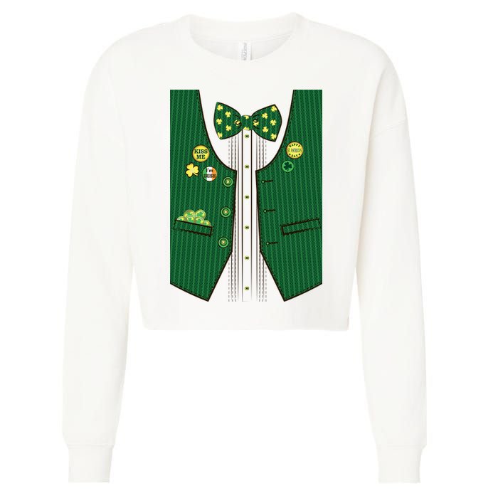 St Patricks Day Lucky Shamrock Vest Costume Cropped Pullover Crew