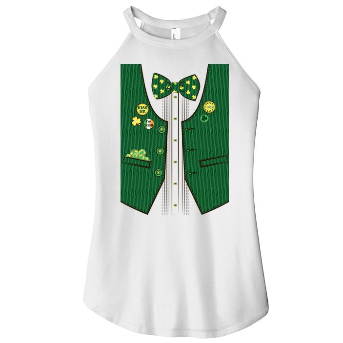 St Patricks Day Lucky Shamrock Vest Costume Women's Perfect Tri Rocker Tank