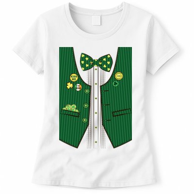 St Patricks Day Lucky Shamrock Vest Costume Womens T-Shirt