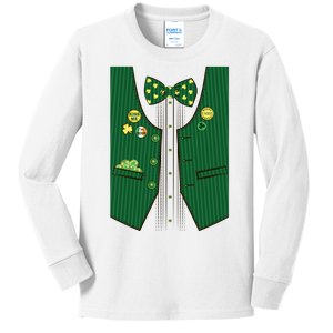 St Patricks Day Lucky Shamrock Vest Costume Kids Long Sleeve Shirt