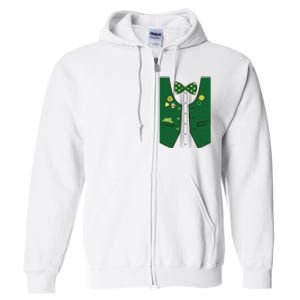 St Patricks Day Lucky Shamrock Vest Costume Full Zip Hoodie