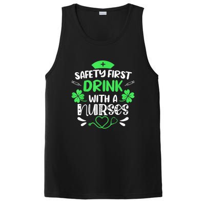 St Patricks Day Nurse Safety First Drink With A Nurse Gift PosiCharge Competitor Tank