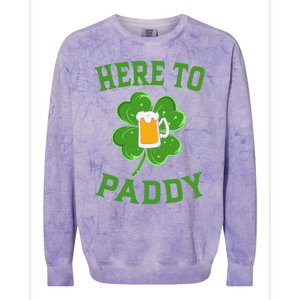 St Patricks Day Pajamas Here To Paddy Leaf Clover Irish Gift Colorblast Crewneck Sweatshirt