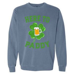 St Patricks Day Pajamas Here To Paddy Leaf Clover Irish Gift Garment-Dyed Sweatshirt