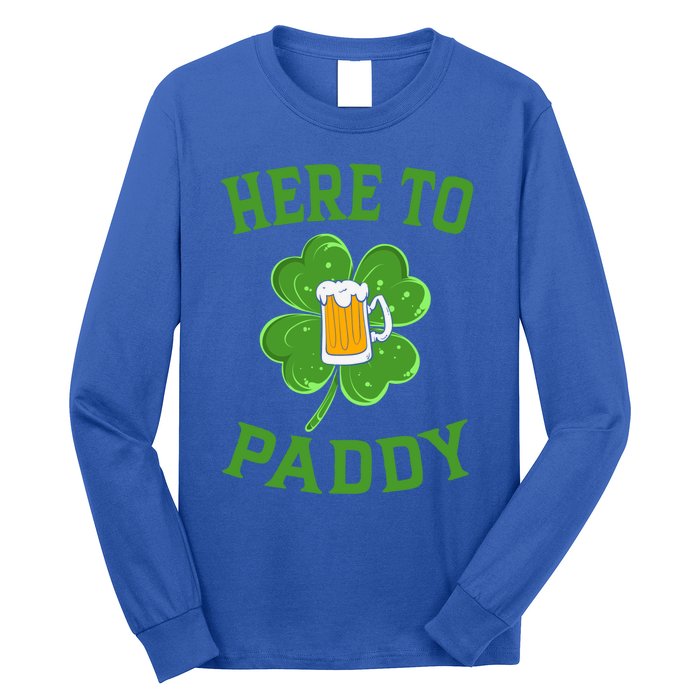 St Patricks Day Pajamas Here To Paddy Leaf Clover Irish Gift Long Sleeve Shirt