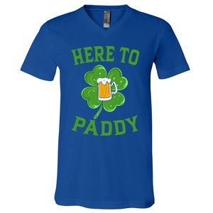 St Patricks Day Pajamas Here To Paddy Leaf Clover Irish Gift V-Neck T-Shirt