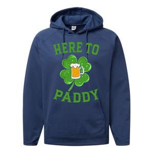 St Patricks Day Pajamas Here To Paddy Leaf Clover Irish Gift Performance Fleece Hoodie