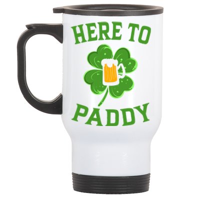 St Patricks Day Pajamas Here To Paddy Leaf Clover Irish Gift Stainless Steel Travel Mug