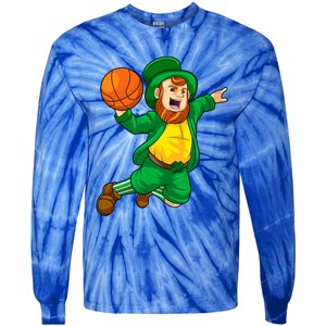 St Patricks Day Leprechaun Basketball Lucky Gift Tie-Dye Long Sleeve Shirt