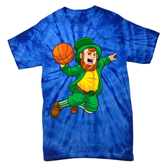 St Patricks Day Leprechaun Basketball Lucky Gift Tie-Dye T-Shirt