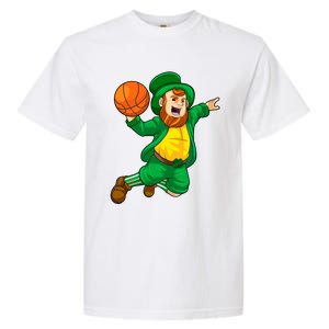 St Patricks Day Leprechaun Basketball Lucky Gift Garment-Dyed Heavyweight T-Shirt