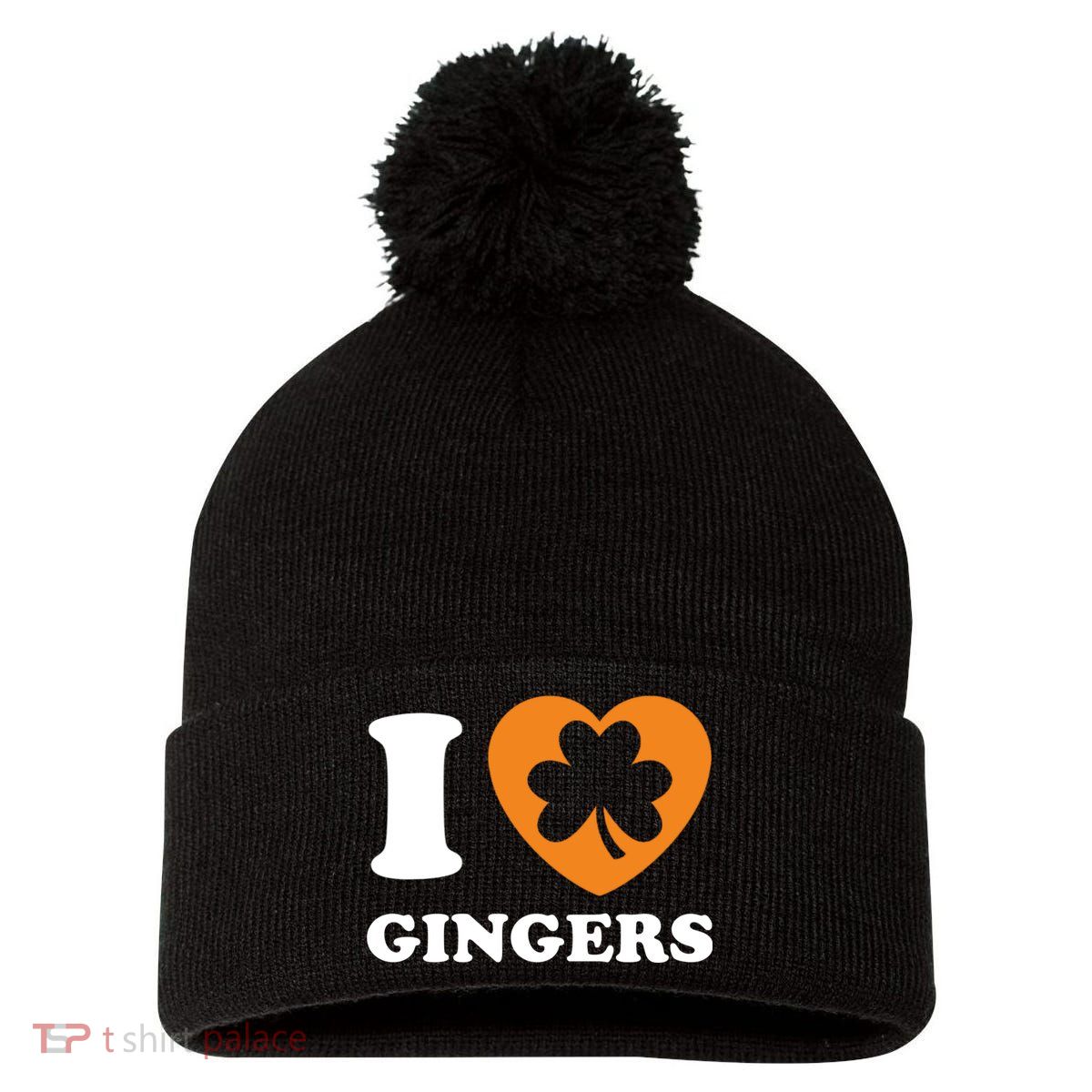 St Patricks Day Ginger Irish Pride I Love Gingers Redhead Pom Pom 12in Knit Beanie