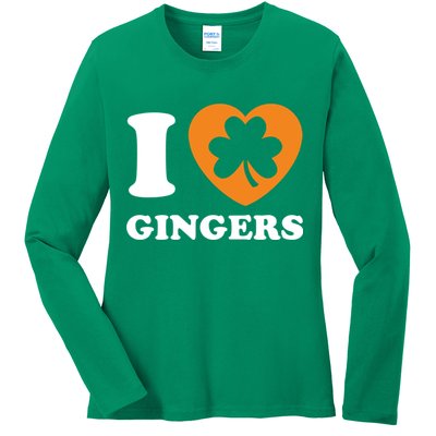 St Patricks Day Ginger Irish Pride I Love Gingers Redhead Ladies Long Sleeve Shirt