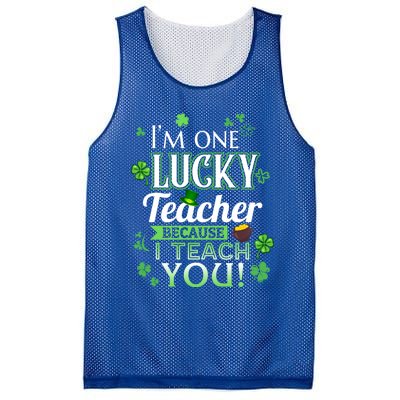 St Patrick's Day Teacher Lucky Because I Teach You Cool Gift Mesh Reversible Basketball Jersey Tank