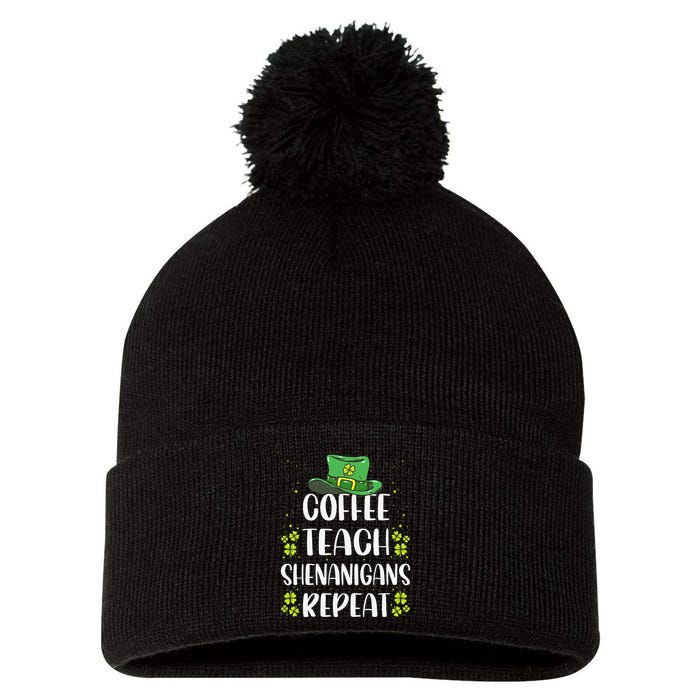 St Patricks Dayeachers Design Foreacher Who Loves Coffee Pom Pom 12in Knit Beanie