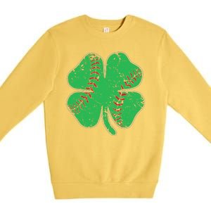 St Patrick's Day Baseball Catcher Pitcher Shamrock Premium Crewneck Sweatshirt