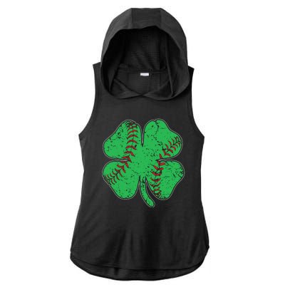 St Patrick's Day Baseball Catcher Pitcher Shamrock Ladies PosiCharge Tri-Blend Wicking Draft Hoodie Tank