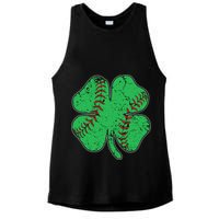 St Patrick's Day Baseball Catcher Pitcher Shamrock Ladies PosiCharge Tri-Blend Wicking Tank