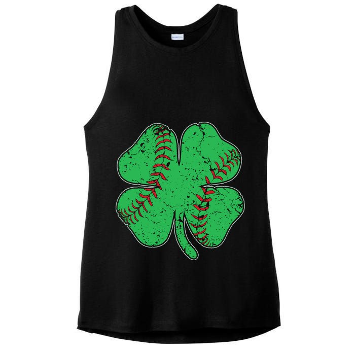 St Patrick's Day Baseball Catcher Pitcher Shamrock Ladies PosiCharge Tri-Blend Wicking Tank