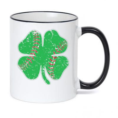 St Patrick's Day Baseball Catcher Pitcher Shamrock 11oz Black Color Changing Mug