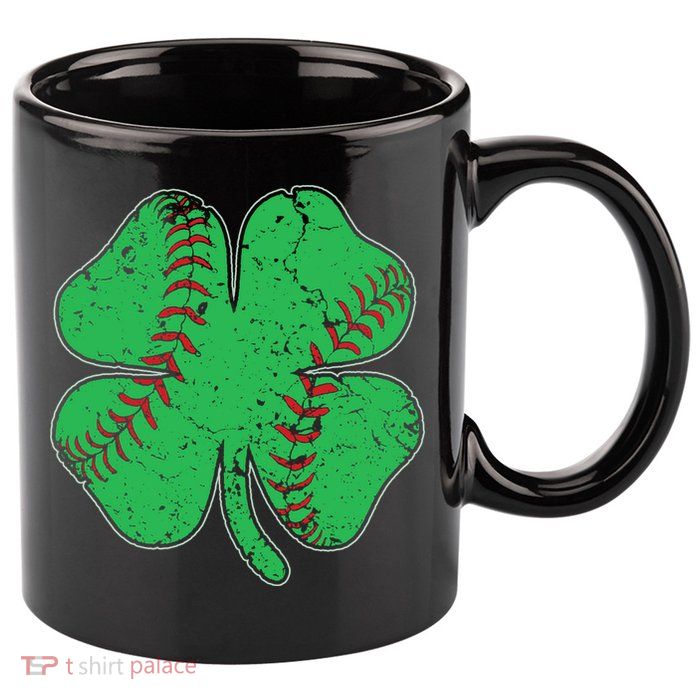 St Patrick's Day Baseball Catcher Pitcher Shamrock 11oz C Handle Ceramic Mug