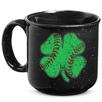 St Patrick's Day Baseball Catcher Pitcher Shamrock 15oz Campfire Ceramic Mug