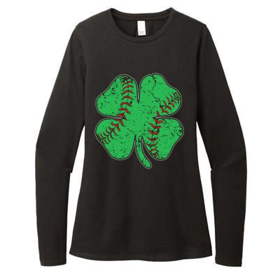 St Patrick's Day Baseball Catcher Pitcher Shamrock Womens CVC Long Sleeve Shirt