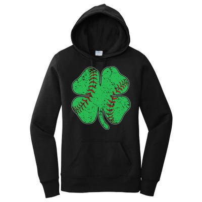 St Patrick's Day Baseball Catcher Pitcher Shamrock Women's Pullover Hoodie