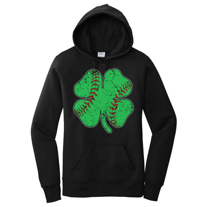 St Patrick's Day Baseball Catcher Pitcher Shamrock Women's Pullover Hoodie