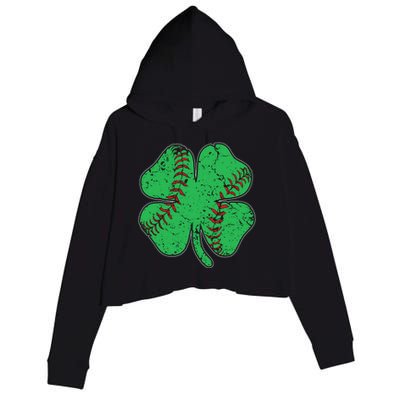 St Patrick's Day Baseball Catcher Pitcher Shamrock Crop Fleece Hoodie