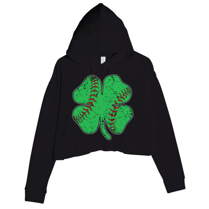 St Patrick's Day Baseball Catcher Pitcher Shamrock Crop Fleece Hoodie