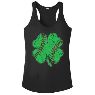 St Patrick's Day Baseball Catcher Pitcher Shamrock Ladies PosiCharge Competitor Racerback Tank