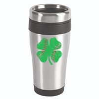 St Patrick's Day Baseball Catcher Pitcher Shamrock 16oz Travel Tumbler