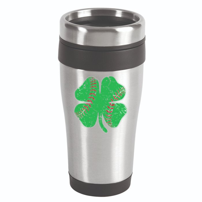 St Patrick's Day Baseball Catcher Pitcher Shamrock 16oz Travel Tumbler