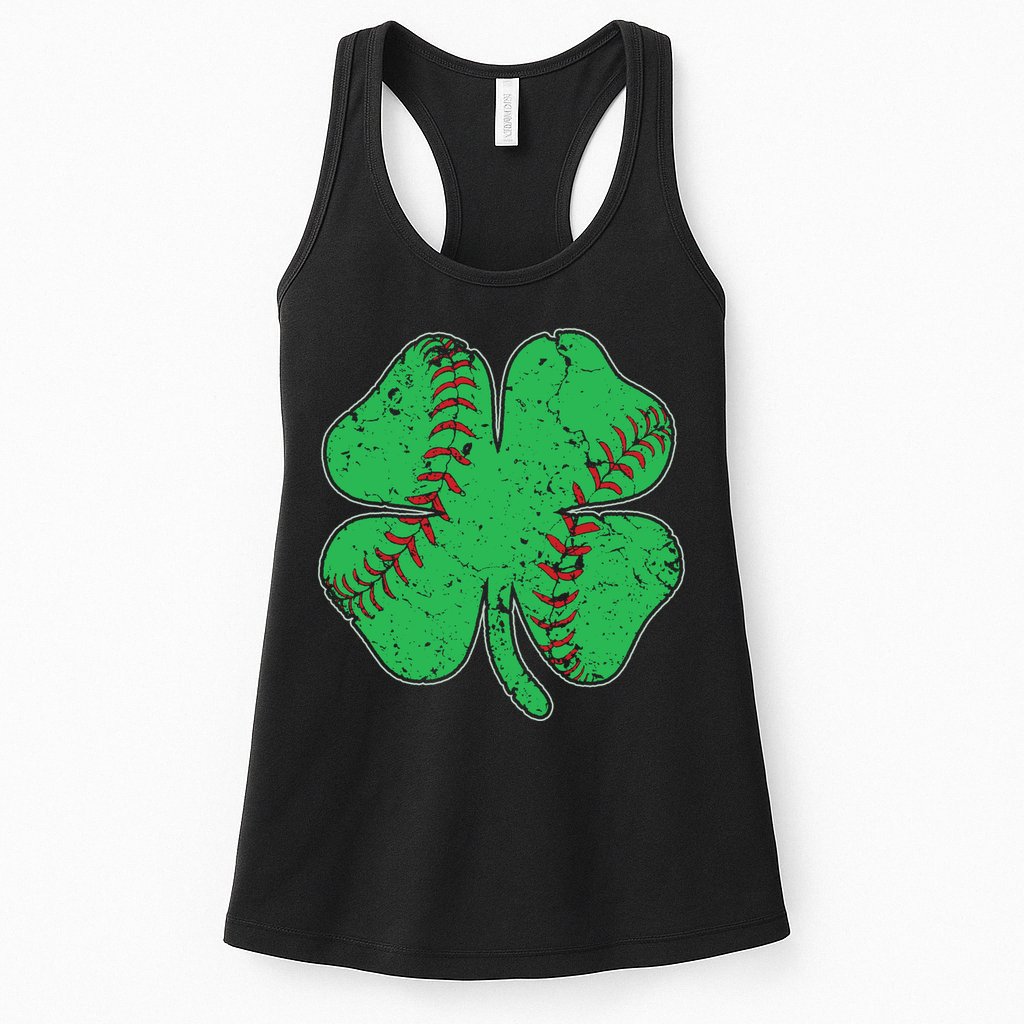 St Patrick's Day Baseball Catcher Pitcher Shamrock Womens Tank Top