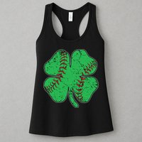 St Patrick's Day Baseball Catcher Pitcher Shamrock Womens Tank Top