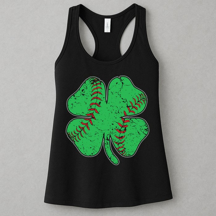St Patrick's Day Baseball Catcher Pitcher Shamrock Womens Tank Top