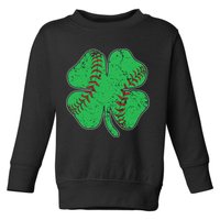 St Patrick's Day Baseball Catcher Pitcher Shamrock Toddler Sweatshirt