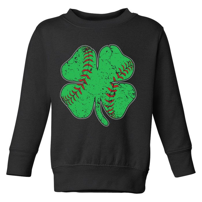 St Patrick's Day Baseball Catcher Pitcher Shamrock Toddler Sweatshirt